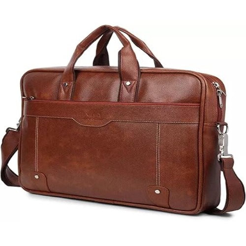 Brown Solid Leather Laptop Bag With handle For Office (SS-353)