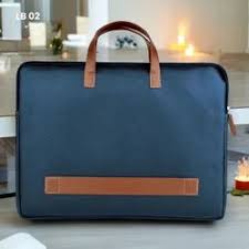 Black Leather Laptop Sleeve Bag (SS-354)