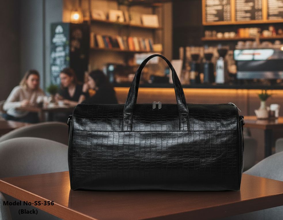 Vegan Leather Duffle Bag with Adjustable Shoulder Strap (SS-356)