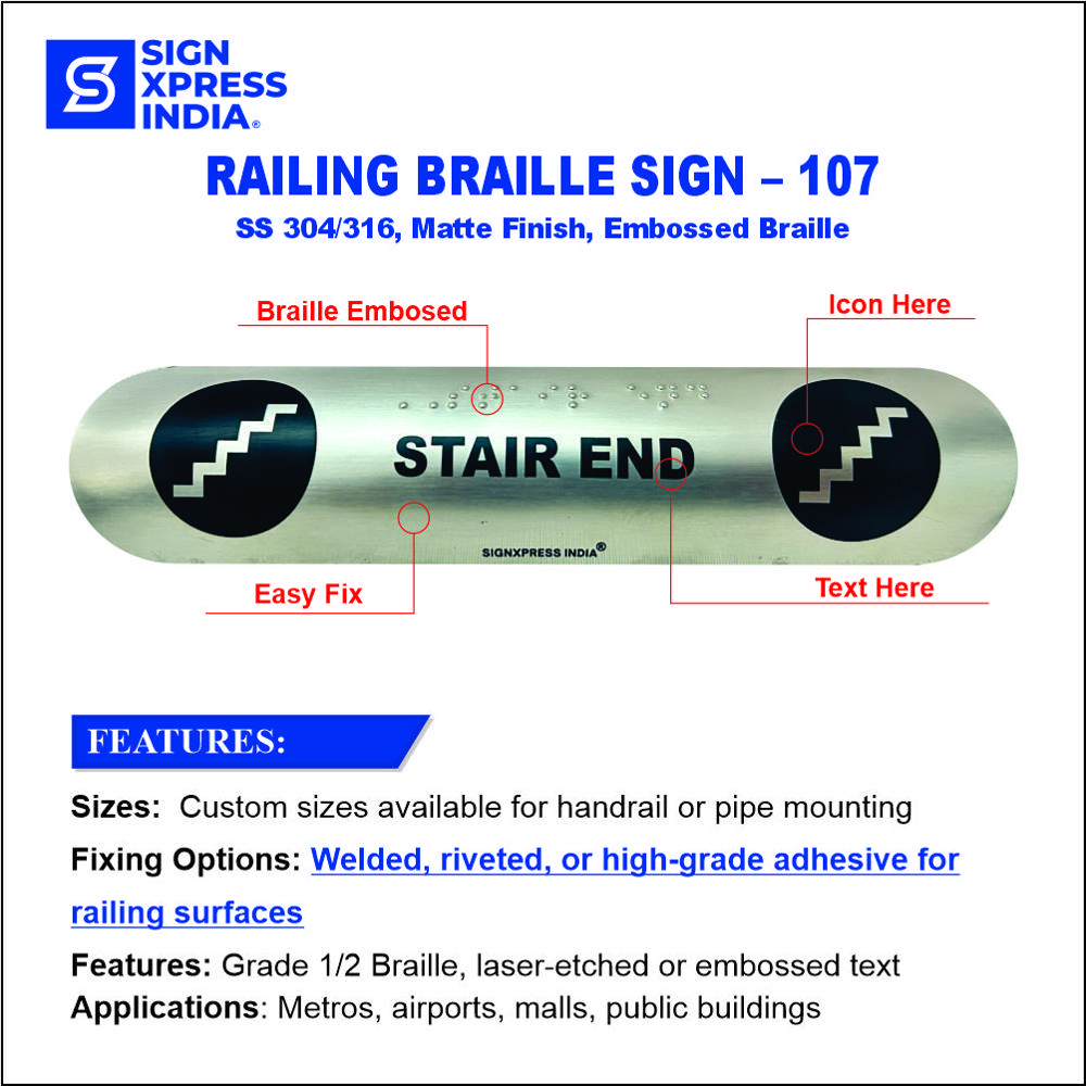 Railing Braille Sign - 107 - Application: Outdoor