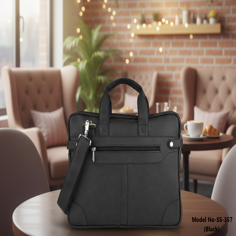Unisex Textured PU Leather Laptop Bag (SS-357)