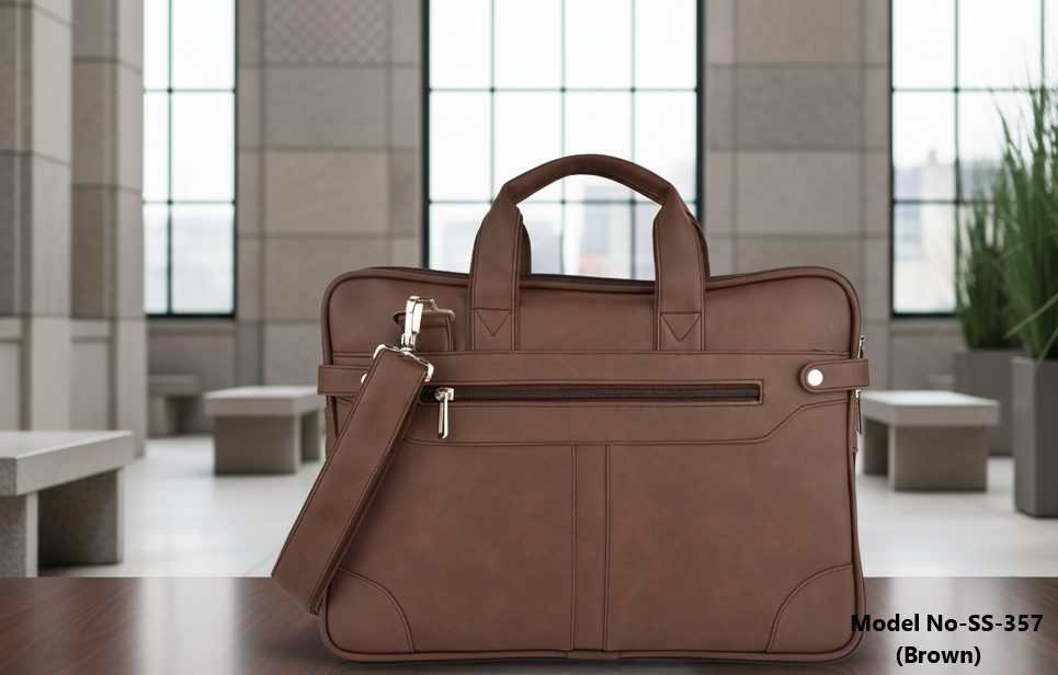 Unisex Textured PU Leather Laptop Bag (SS-357)