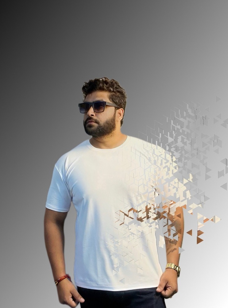 Mens  White Cotton T-Shirt