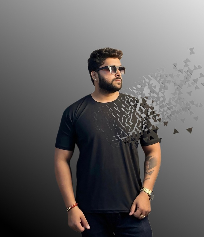 Mens  Black Cotton T-Shirt