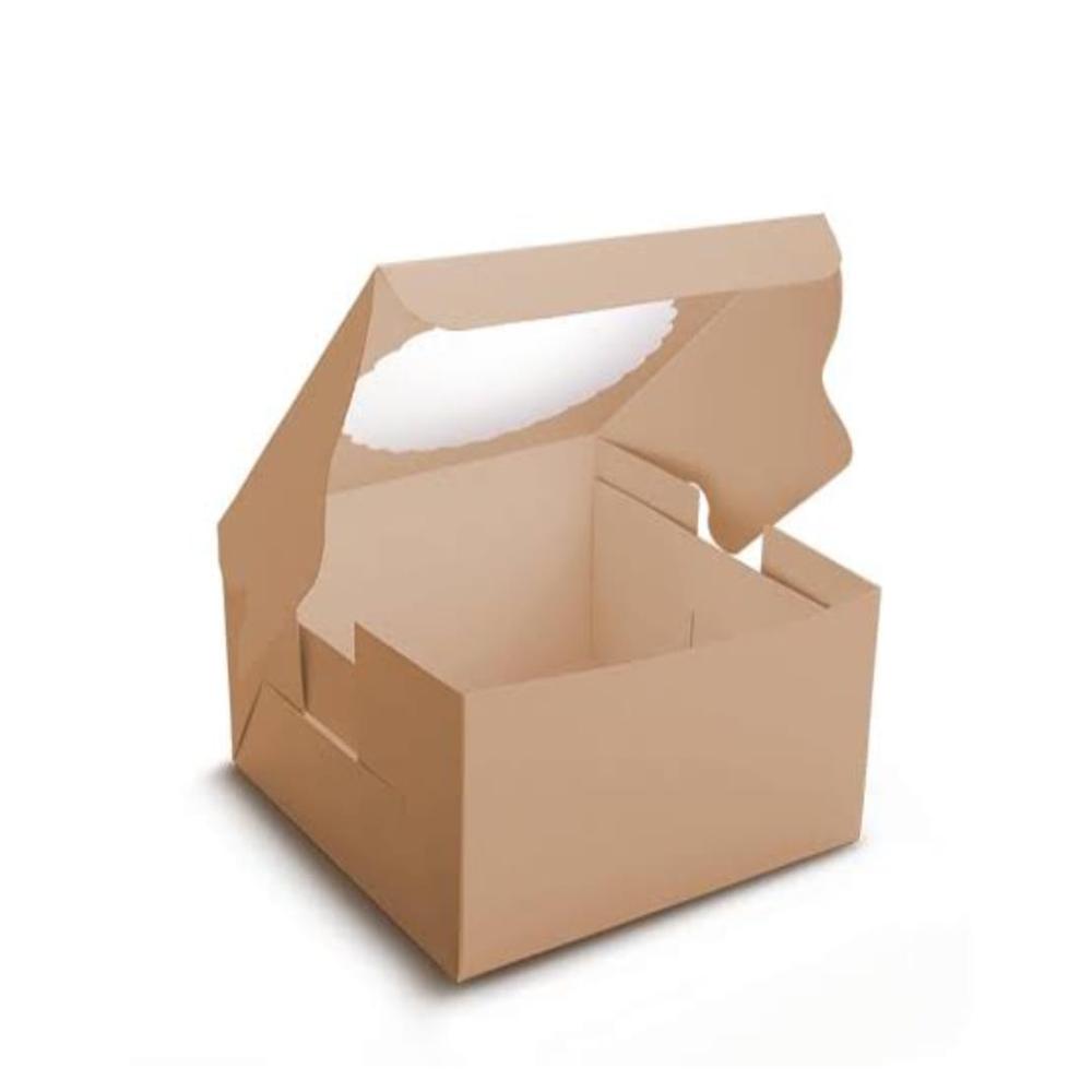 Cake Packaging Box - High-quality Plastic, Square Shape, Elegant Brown Color | Matte Lamination Finish For Moisture Protection, Ideal For Food Industry