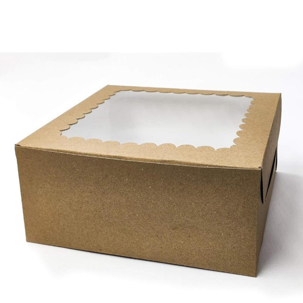 Cake Packaging Box - High-quality Plastic, Square Shape, Elegant Brown Color | Matte Lamination Finish For Moisture Protection, Ideal For Food Industry