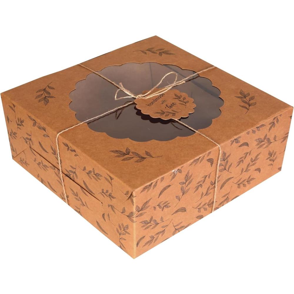 Cake Packaging Box - High-quality Plastic, Square Shape, Elegant Brown Color | Matte Lamination Finish For Moisture Protection, Ideal For Food Industry