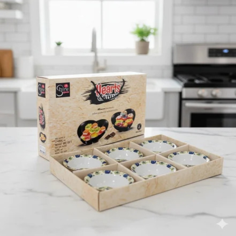 6 Pcs Melamine Bowl Set for Gifting Purpose (Heart Candy 6 Pcs)