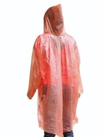 Red Ldpe Rain Poncho - Material: Plastic