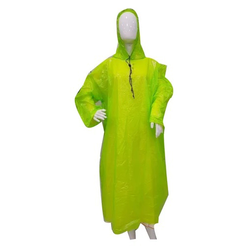 Green Ldpe Rain Poncho - Material: Plastic