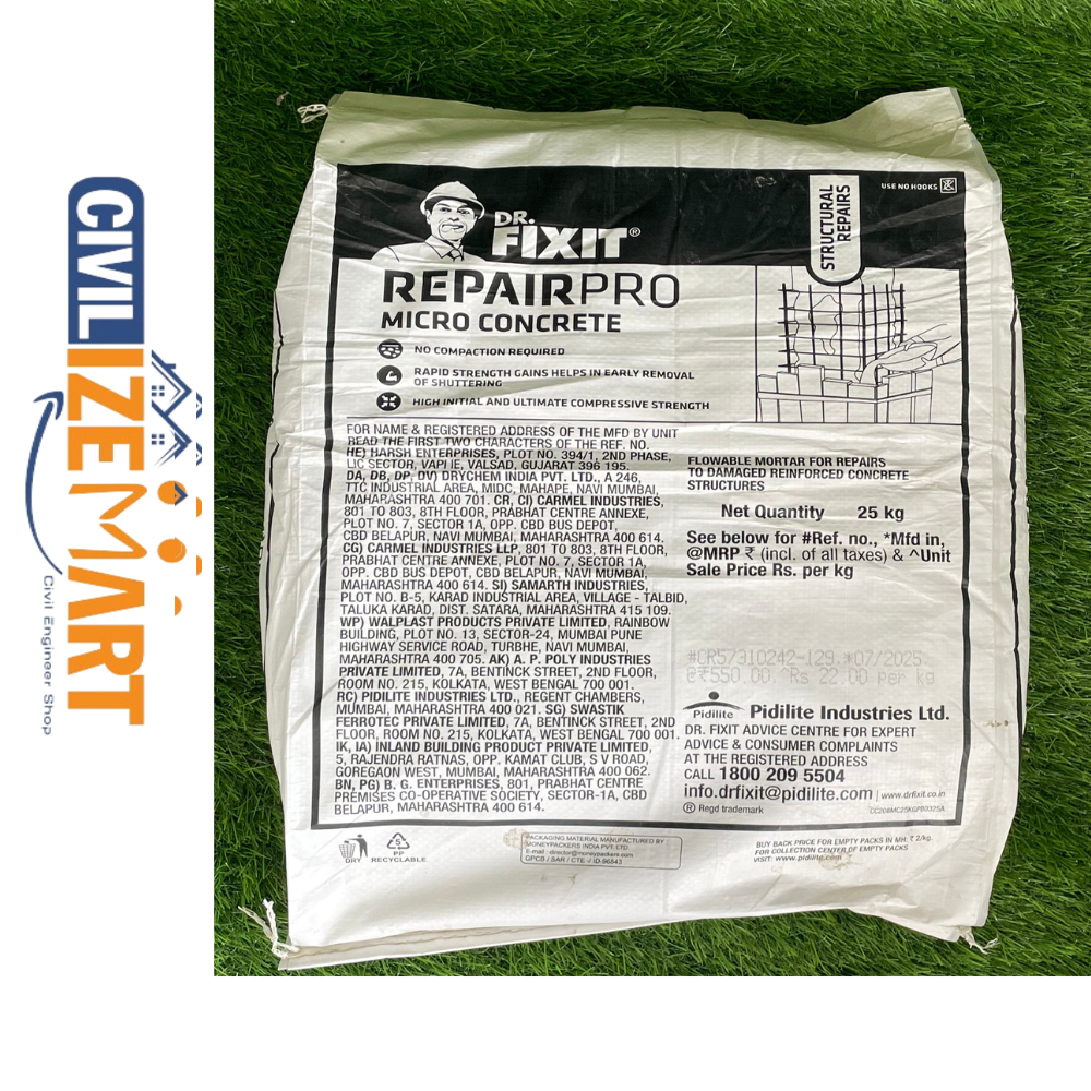 DR.FIXIT MICRO CONCRETE (25KG) FOR INDUSTRIAL FLOOR AND COLUMN REPAIR.