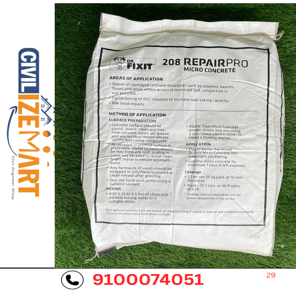 DR.FIXIT MICRO CONCRETE (25KG) FOR INDUSTRIAL FLOOR AND COLUMN REPAIR.