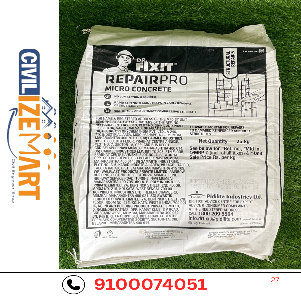 DR.FIXIT MICRO CONCRETE (25KG) FOR INDUSTRIAL FLOOR AND COLUMN REPAIR