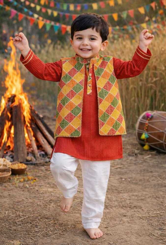 Boys Kurti Pajama with Koti