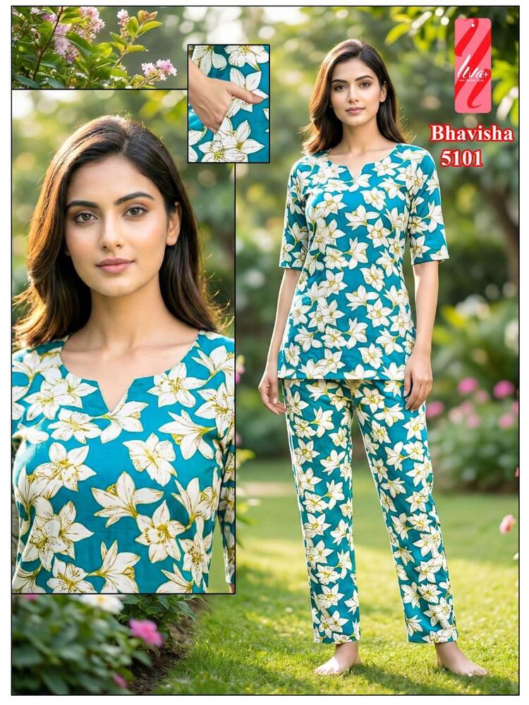 Reyon Liva Print Fabric Ladies Night Suit