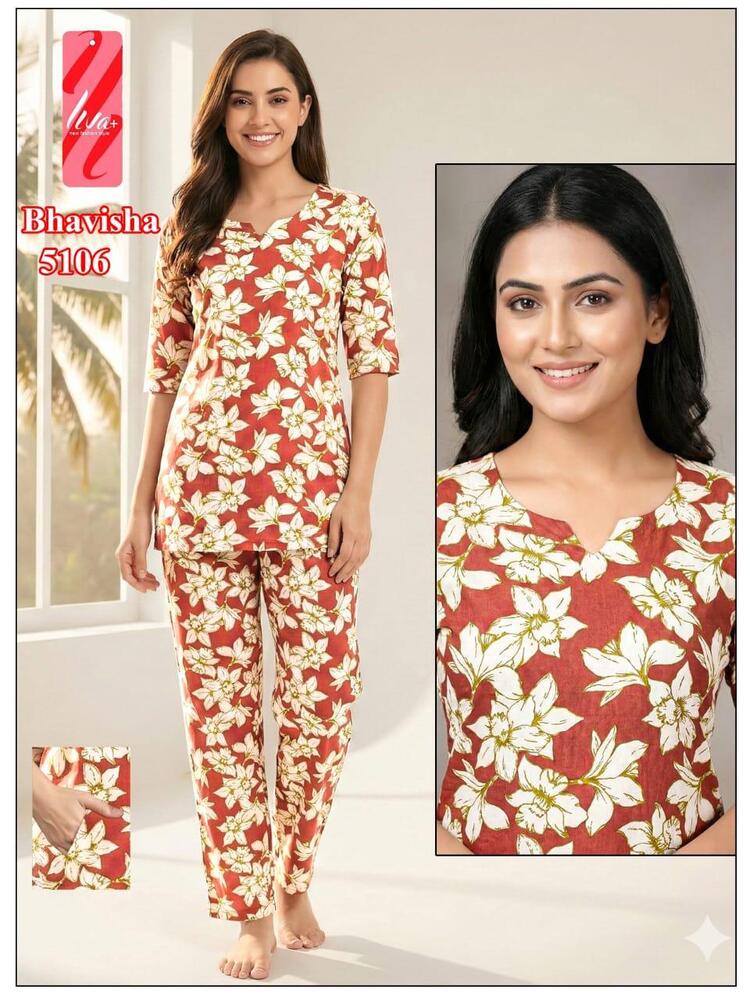 Reyon Liva Print Fabric Ladies Night Suit