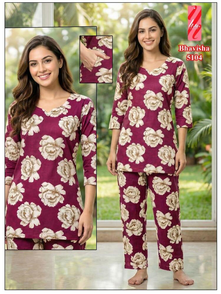 Reyon Liva Print Fabric Ladies Night Suit
