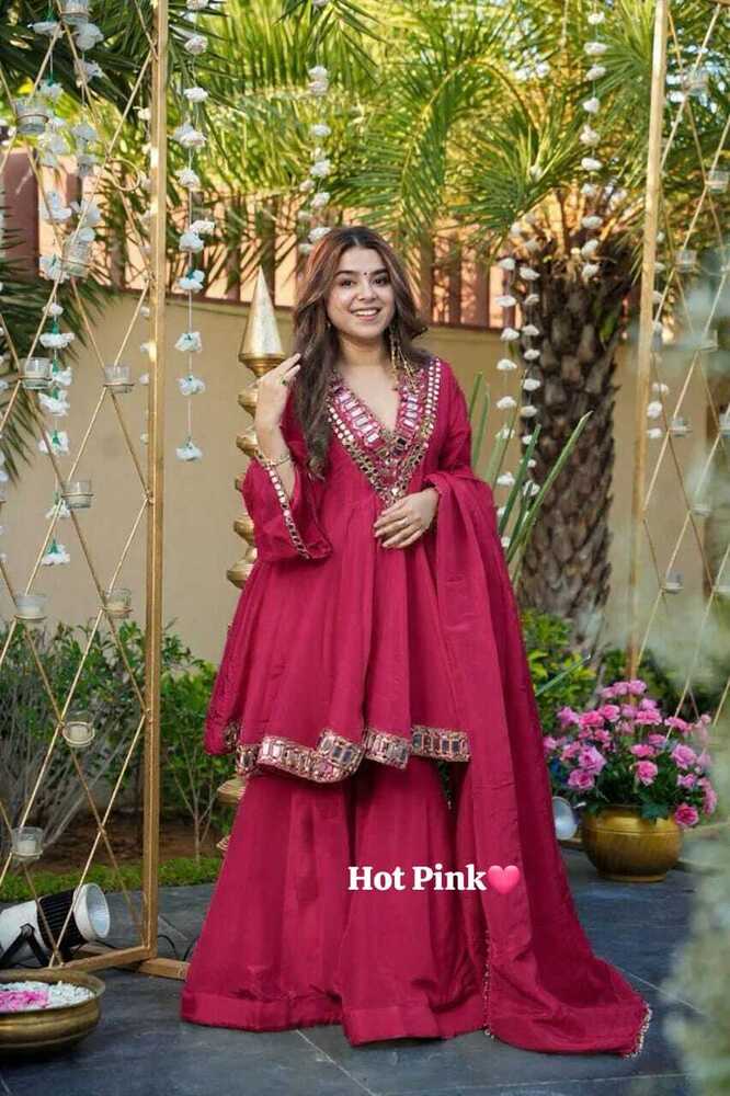 Silk Designer Suit - Color: Pink