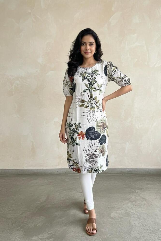 Women Printed Kurti - Color: Black