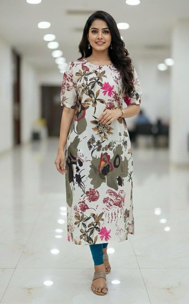 Women Printed Kurti - Color: Black