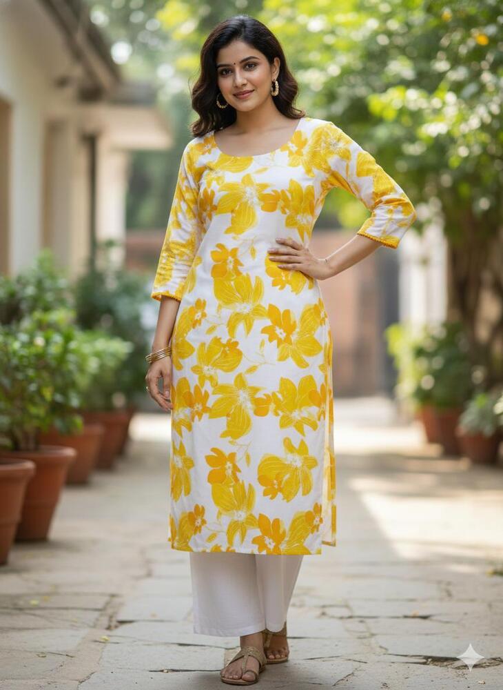 Women Printed Kurti - Color: Black