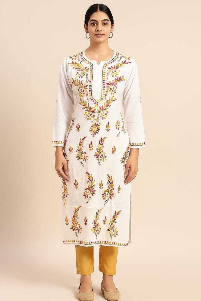 Chikankari Kurti - Color: Black