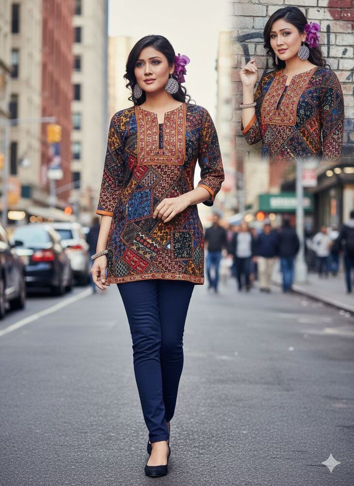 Reyon Print Fabric Top - Color: Maroon