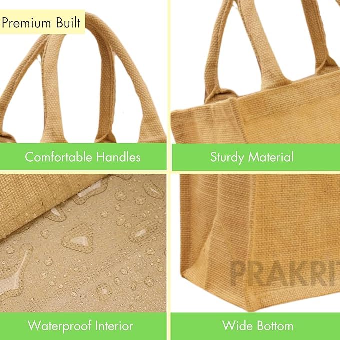 Natural Eco-friendly Reusable Jute Bags with Zipper (Small Size)