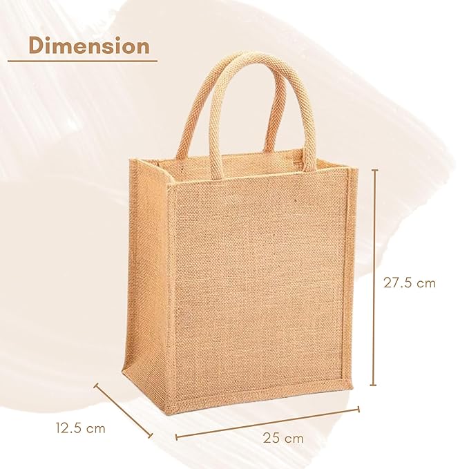 Natural Eco-friendly Reusable Jute Bags with Zipper (Small Size)