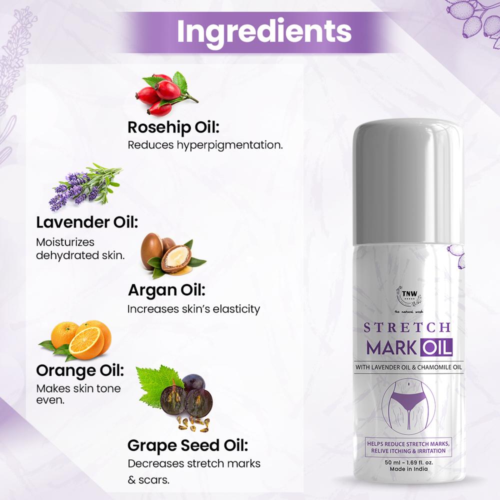 TNW - The Natural Wash Stretch Mark Oil with Roll On for Reducing Scars & Pigmentation