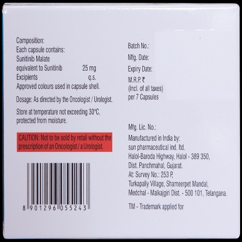 Sunixar 25 Mg Capsule - Recommended For: Doctor