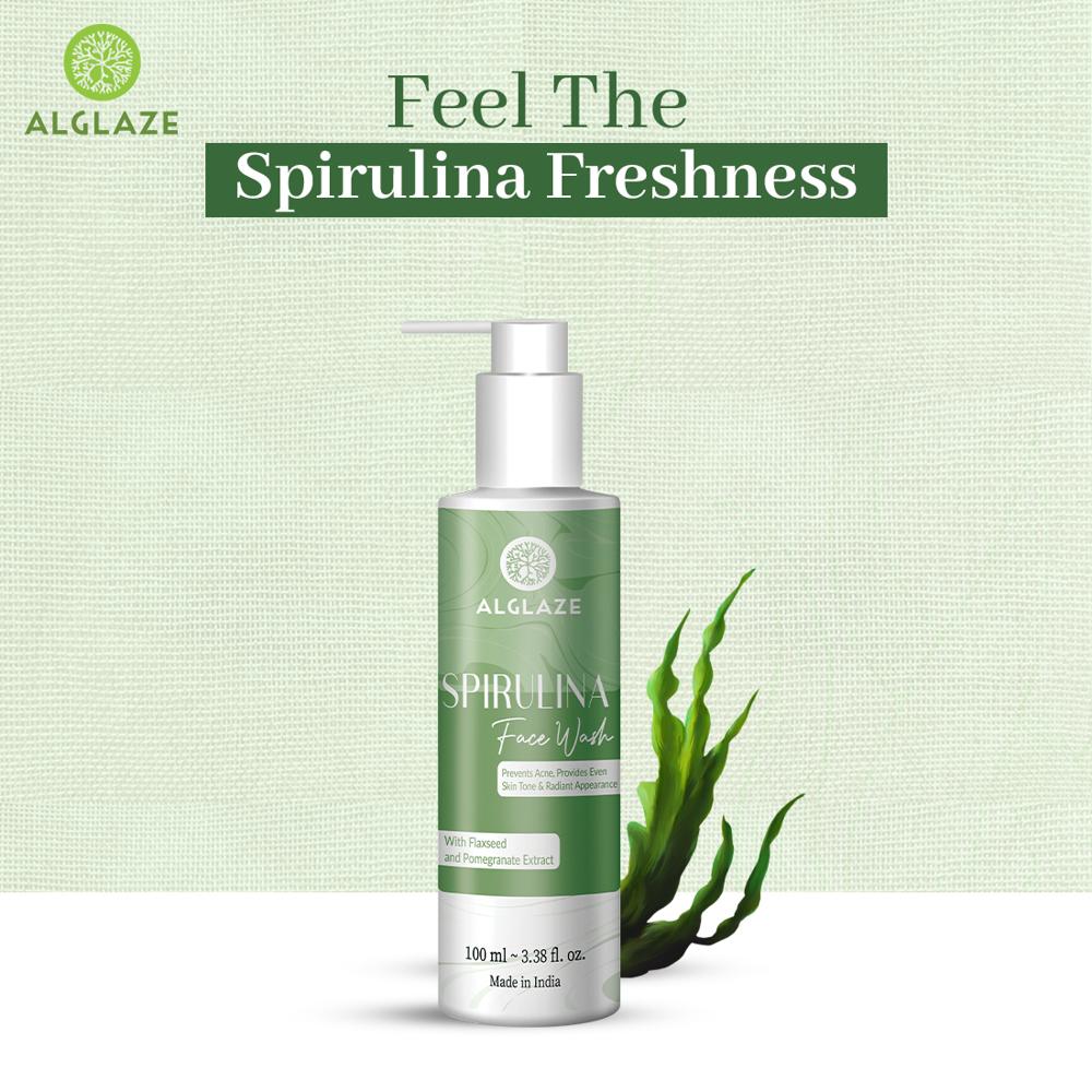 Alglaze Spirulina Face wash with Spirulina Algae & Flaxseed | Gently Cleanses | Improves Skin Texture