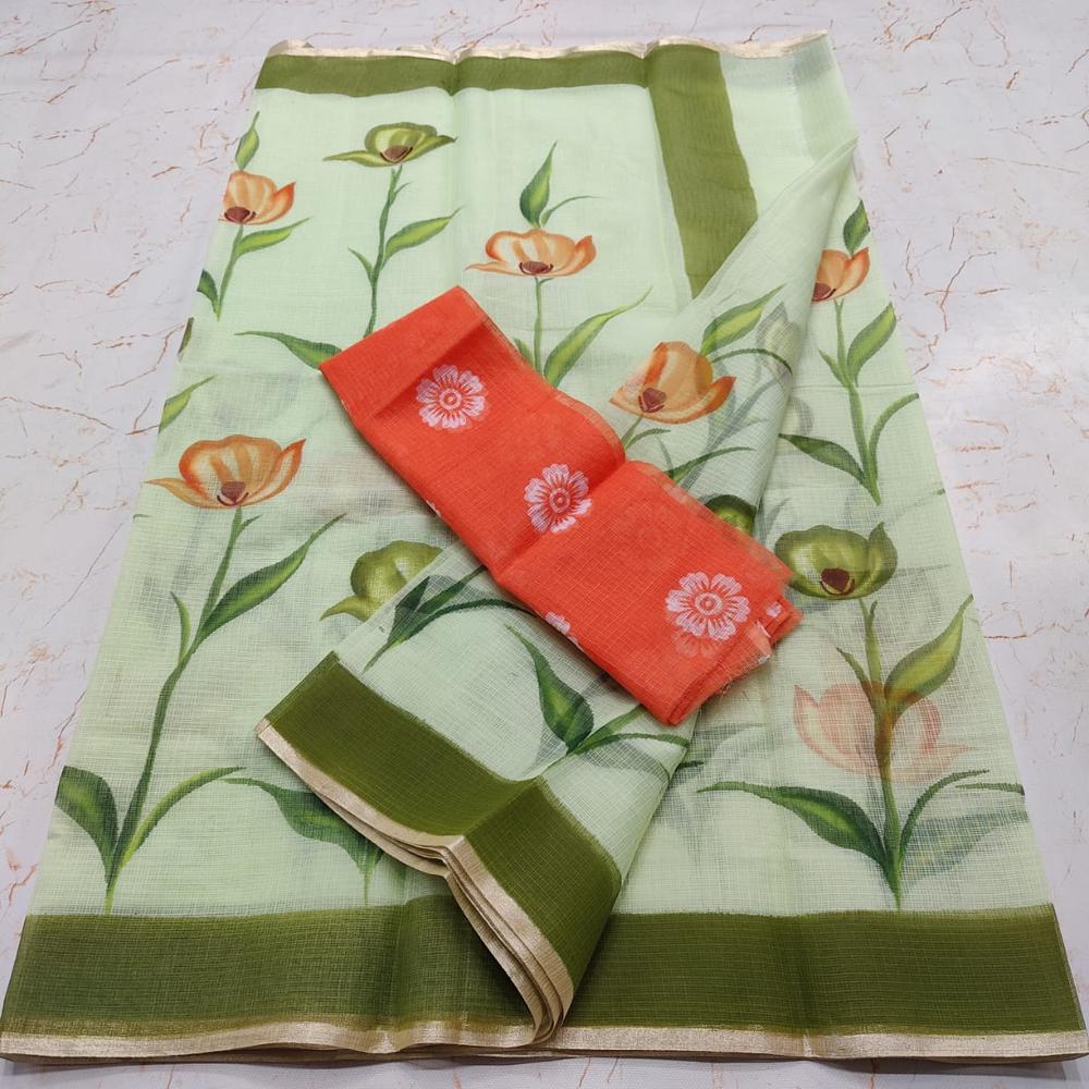 Kota Doria Hand Painting Saree