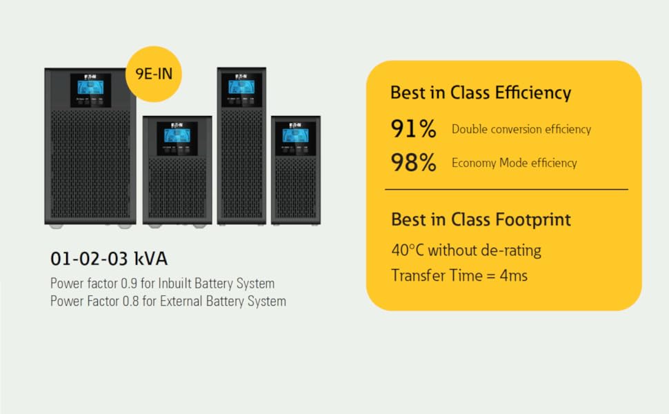 Eaton 9E in 3 kVA Online Double Conversion UPS with Internal Batteries