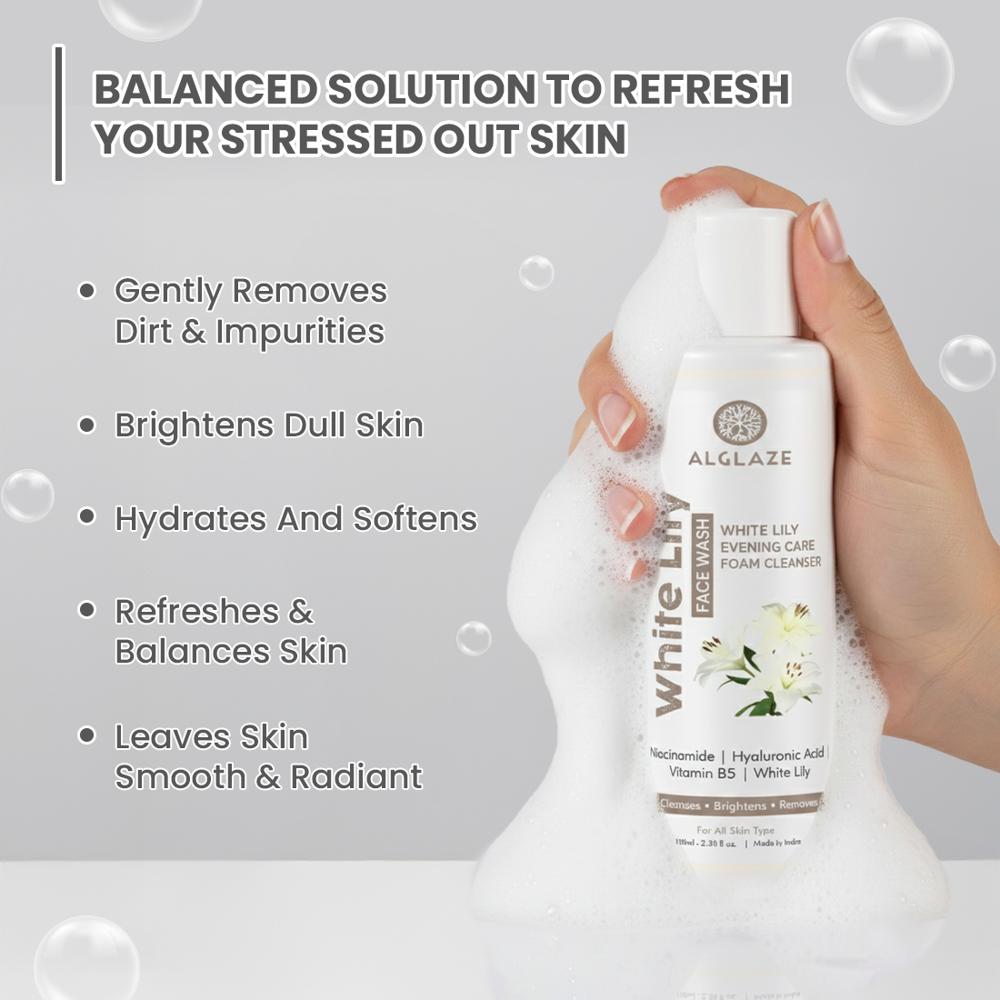 Alglaze White Lily Face Wash | Niacinamide, Hyaluronic Acid & Vitamin B5 | 100ml