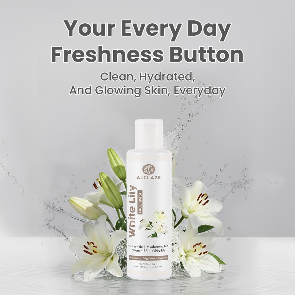 Alglaze White Lily Face Wash | Niacinamide, Hyaluronic Acid & Vitamin B5 | 100ml