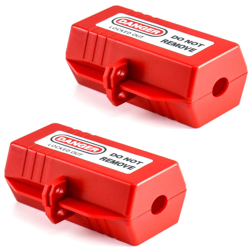 Plug Lockout - Hard Plastic, Rectangular Shape, Red Color | High Insulation Safety Device For Machine Servicing
