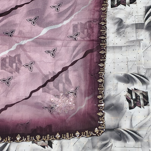 Alfino Shimmer Digital Print Stone Dupatta Fabric