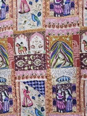 Natural Crepe Raja Rani Position Print
