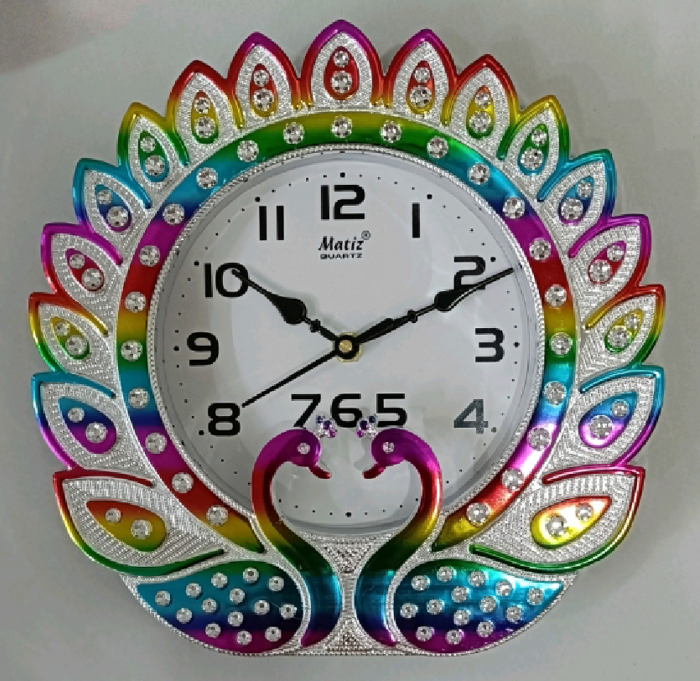 MR2 12x12 मोर डिजाइन एनालॉग दीवार घड़ी