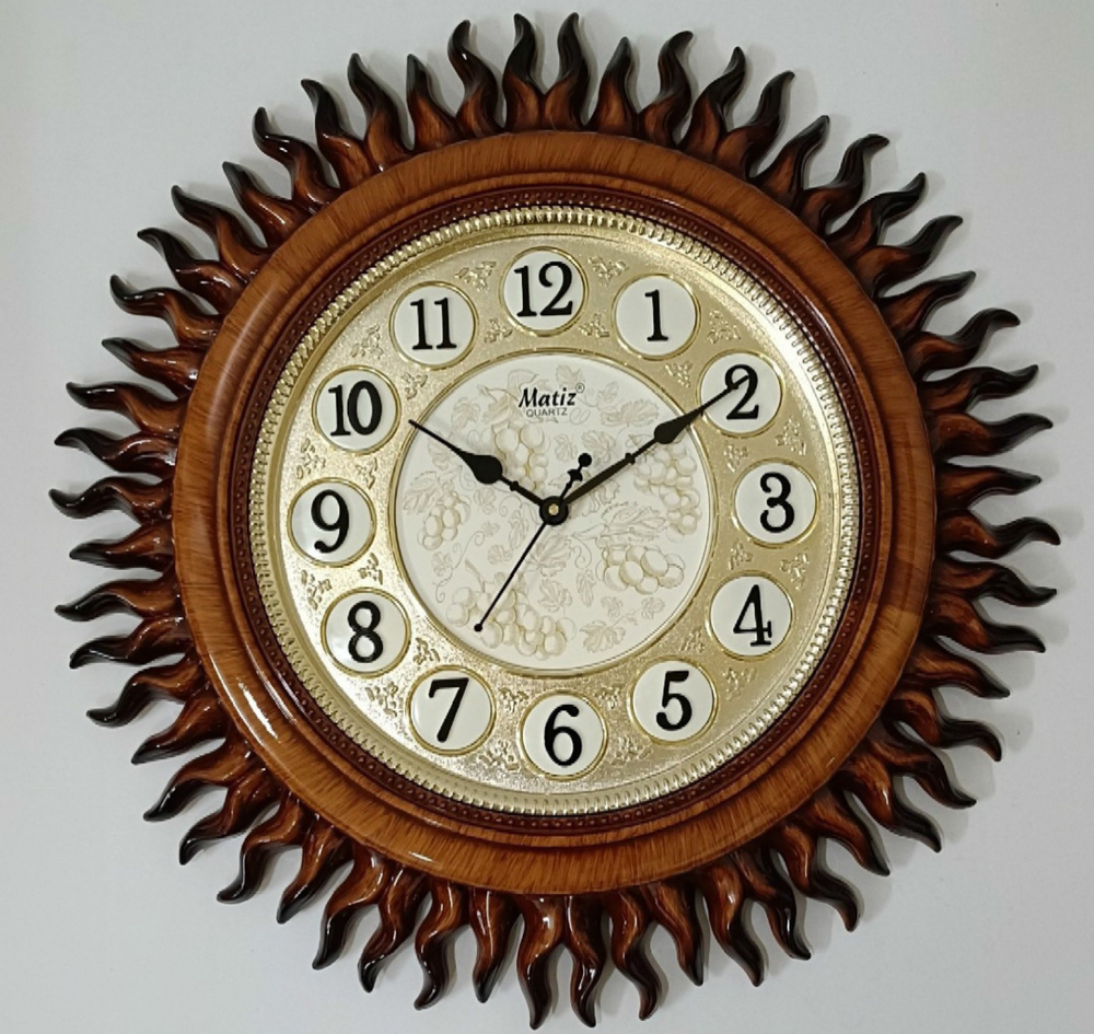 527 Dx 22X22 Sunburst Style Analog Wall Clock - Color: Brown