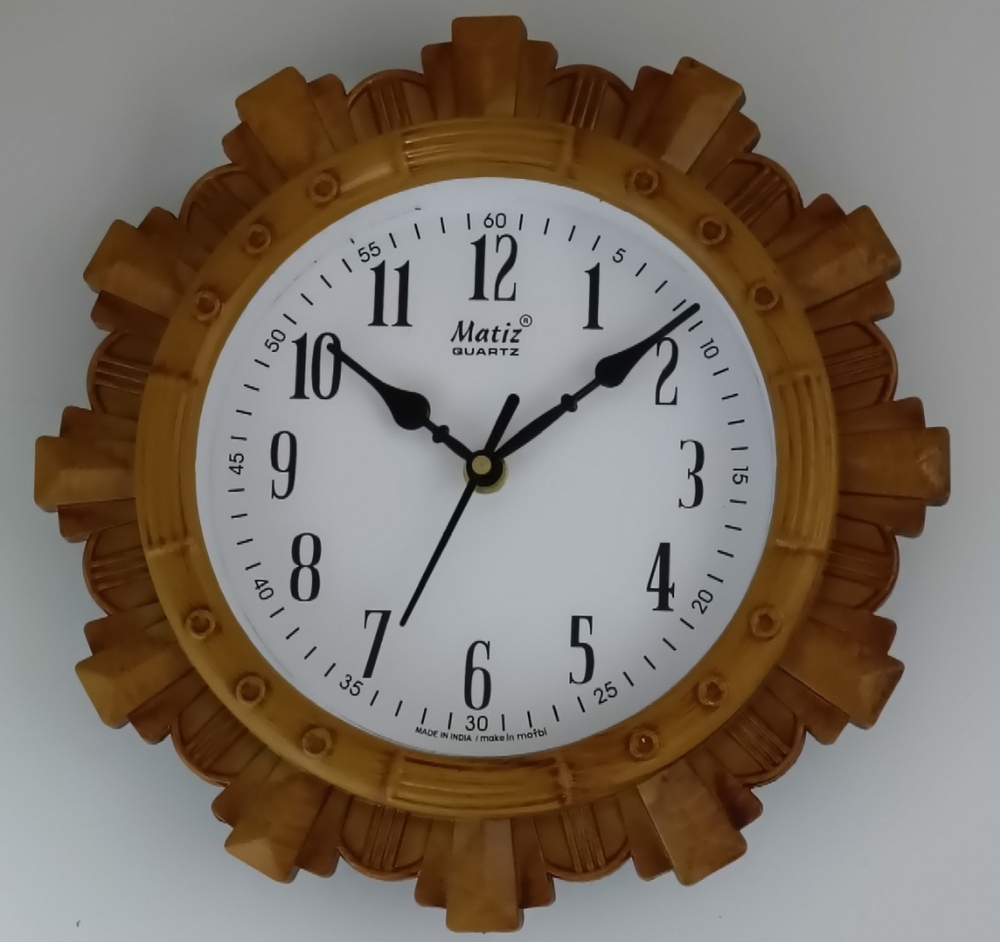17 9.5x9.5 Oak Wood Finish Wall Clock