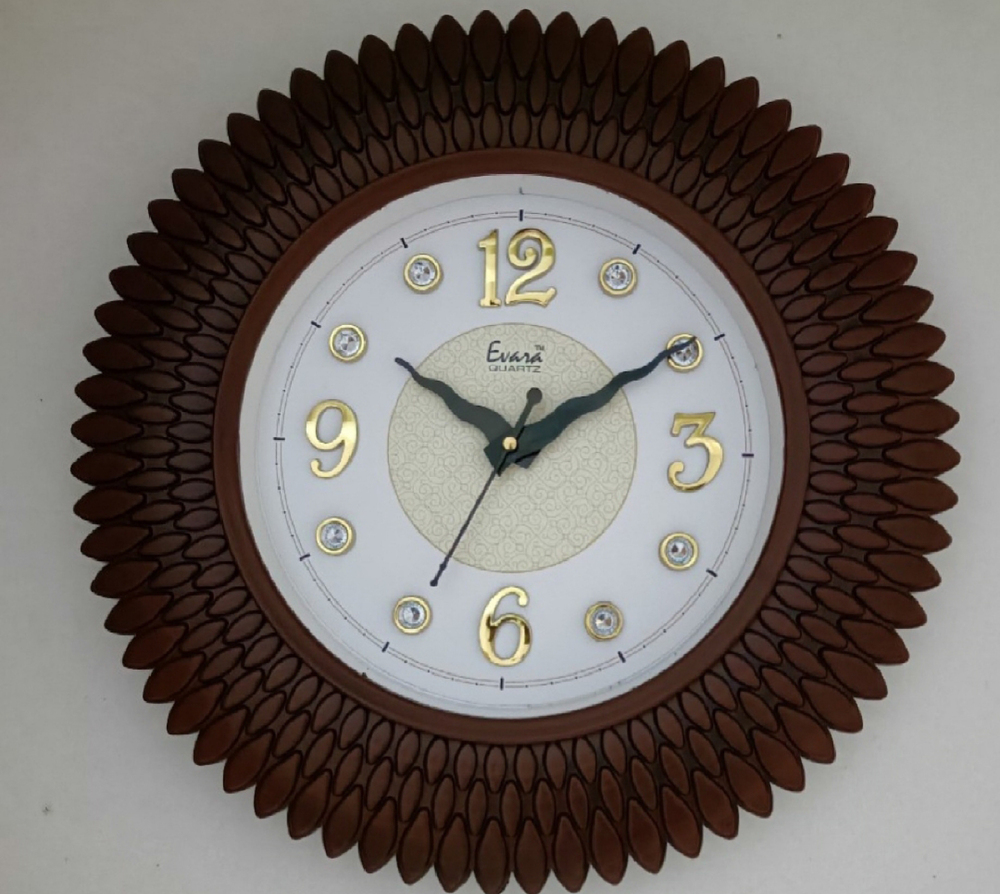 304 Ind 13 Inch Dark Wood Diamond Fancy Wall Clock