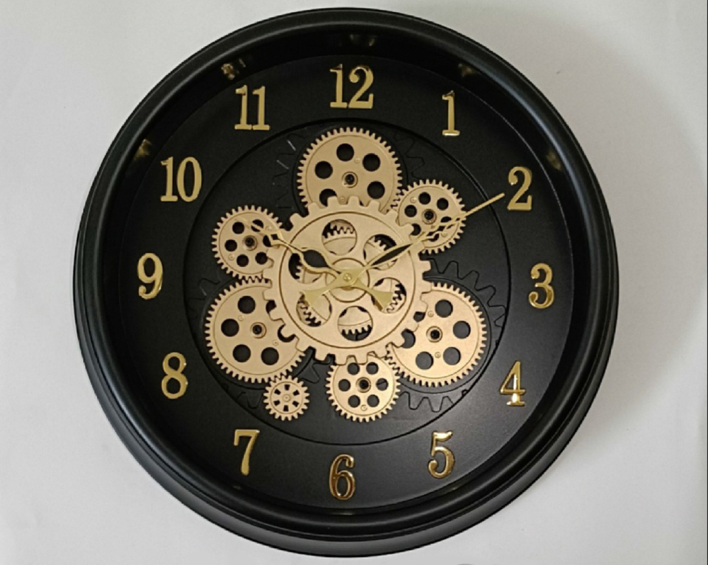 1387 13x13 Black And Gold Analog Wall Clock