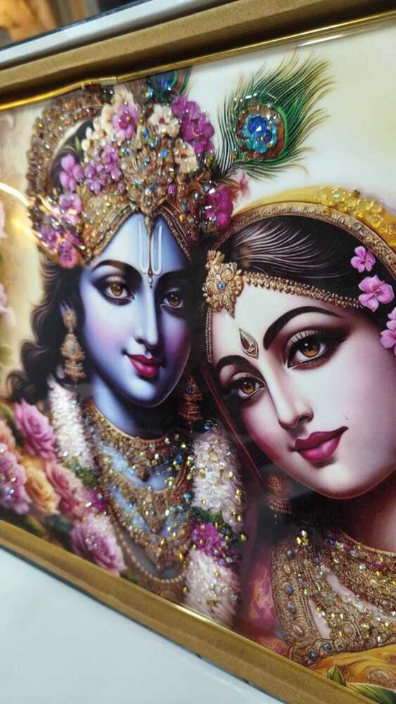 Radha Krishna Crystal Photo Frame