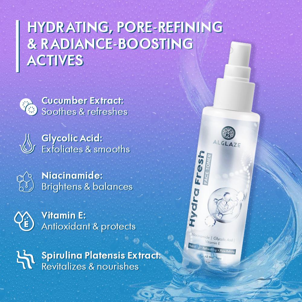 Alglaze Hydra Fresh Toner | Niacinamide, Glycolic Acid & Vitamin E