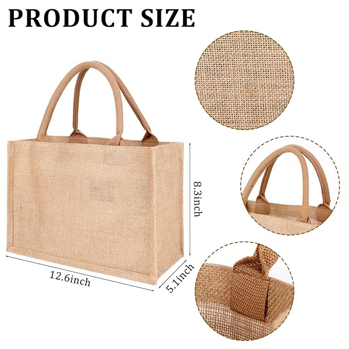 Natural Eco-friendly Reusable Jute Bags with Zipper (Large Size)