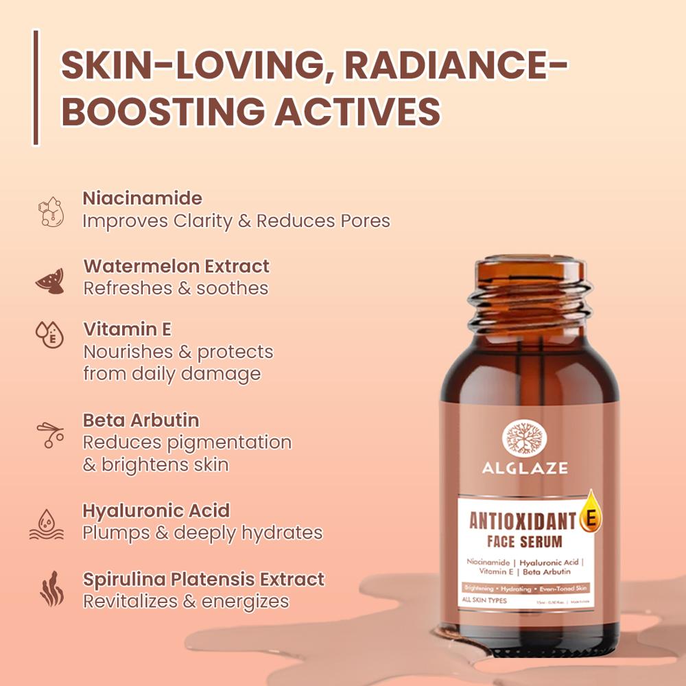 Alglaze Antioxidant E Face Serum with Niacinamide & Hyaluronic Acid
