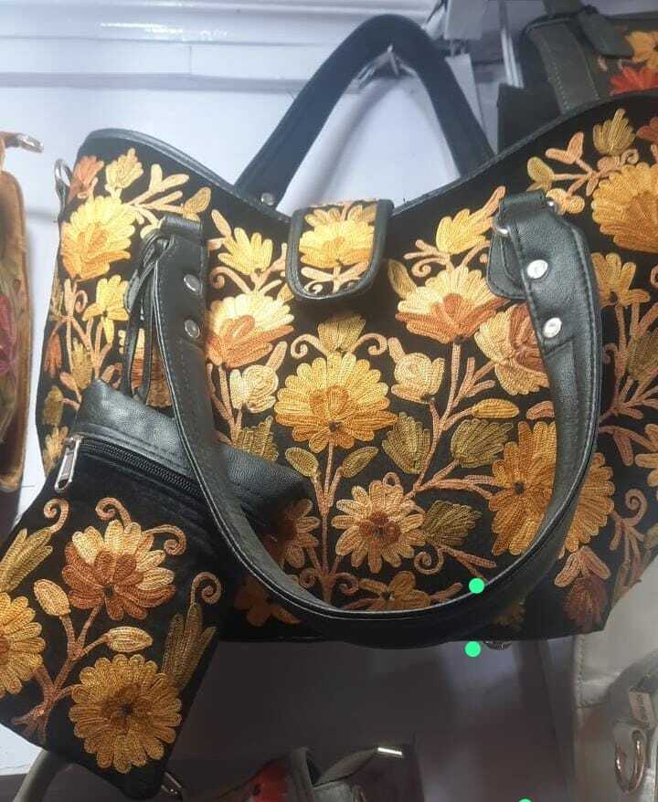 Ladies Floral Kashmiri Embroidery Handbag - Color: Multicolor