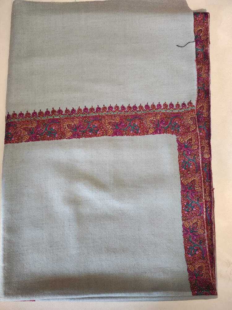 White Pure Kashmiri Pashmina Shawl - Color: Multicolor